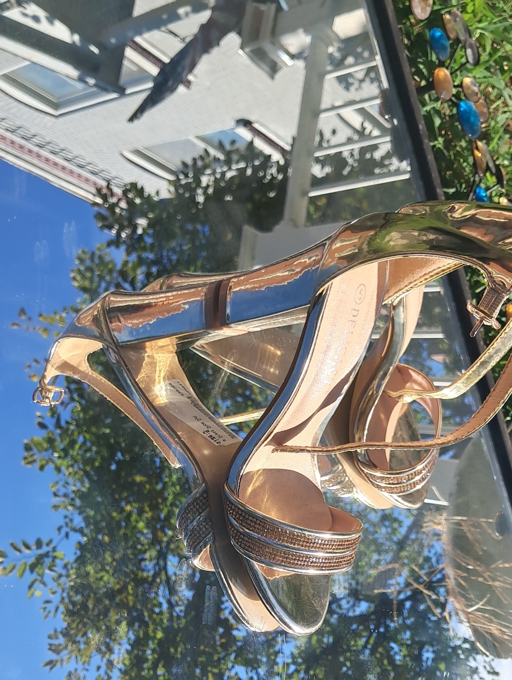 Metallic Gold Strappy High Heel Sandals by Delicacy